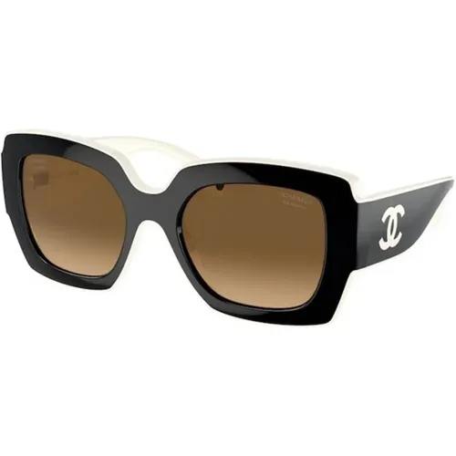Polarisierte braune Verlaufssonnenbrille , Damen, Größe: 52 MM - Chanel - Modalova
