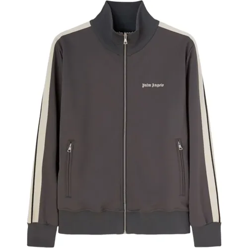 Grey Logo-Print Track Jacket , male, Sizes: S - Palm Angels - Modalova