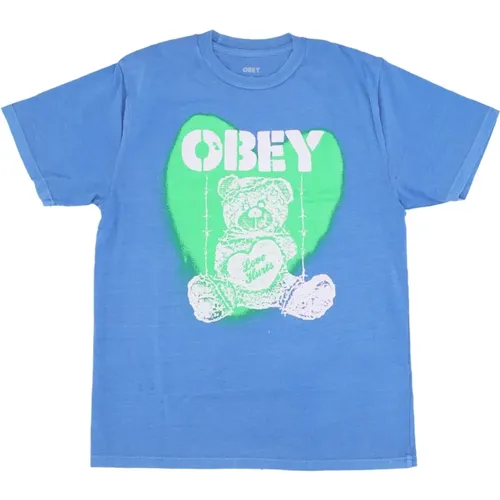 Love Hurts Pigment Tee Azure , male, Sizes: L, S, M - Obey - Modalova