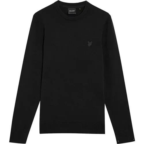 Schwarze Baumwolle Rundhalsausschnitt Tonal Eagle , Herren, Größe: M - Lyle & Scott - Modalova