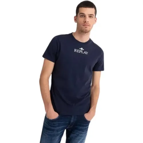 Herren T-Shirt aus Baumwolle , Herren, Größe: M - Replay - Modalova