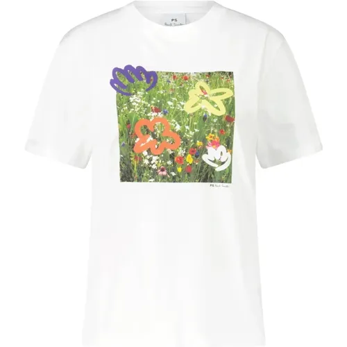 Floral Print Cotton T-Shirt , female, Sizes: L, S, XS - PS By Paul Smith - Modalova