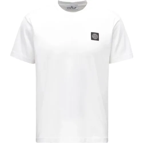 Weiße Baumwoll-T-Shirt , Herren, Größe: S - Stone Island - Modalova