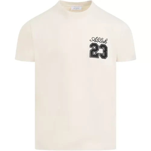 T-Shirt mit Logo-Print , Herren, Größe: M - Off White - Modalova