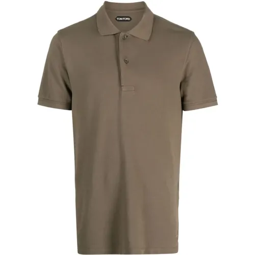 Braunes Polo-Shirt mit Kurzen Ärmeln , Herren, Größe: XL - Tom Ford - Modalova
