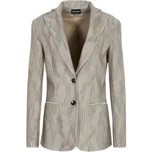Vertical-Stripe Single-Breasted Blazer , female, Sizes: XS - Giorgio Armani - Modalova