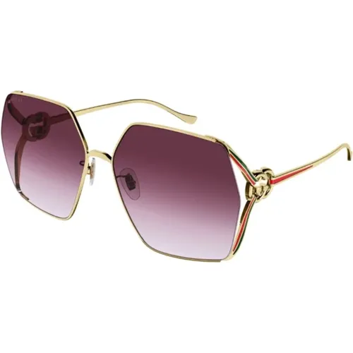 Goldene Sonnenbrille mit Zubehör - Gucci - Modalova