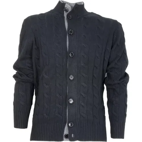 Cardigan braids in cashmere and wool color 99 , male, Sizes: 2XL - Cashmere Company - Modalova