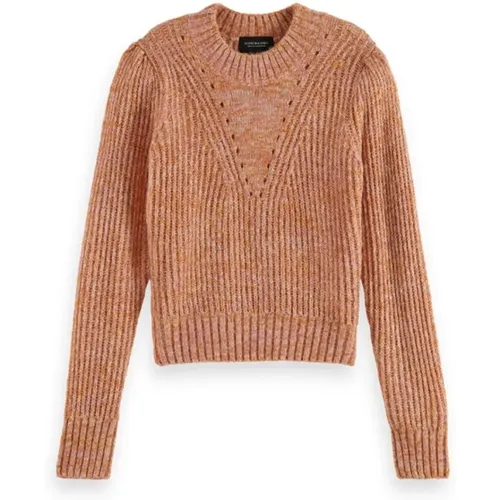 Trendy Orange Pullover with Puff Sleeves , female, Sizes: M - Scotch & Soda - Modalova