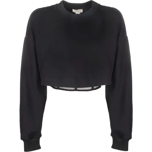 Schwarzer Crop Sweatshirt - alexander mcqueen - Modalova