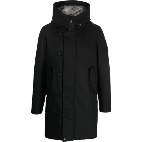 Logo-Patch Hooded Down Coat , male, Sizes: M, L - Peuterey - Modalova