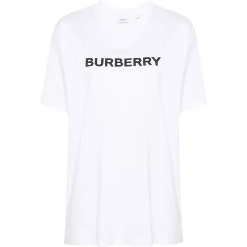 Logo Print Crew Neck T-shirts , Damen, Größe: XL - Burberry - Modalova