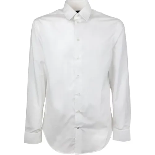 Weißes Slim Fit Hemd mit italienischem Kragen , Herren, Größe: M - Emporio Armani - Modalova