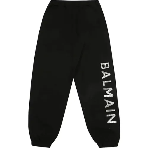 Sportliche Schwarze Hose mit Logodruck - Balmain - Modalova