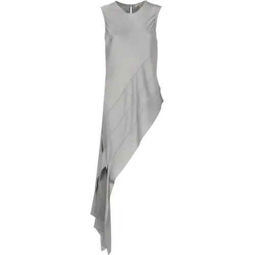Silver Silk Sleeveless Ruffle Top , female, Sizes: M - Antonelli Firenze - Modalova