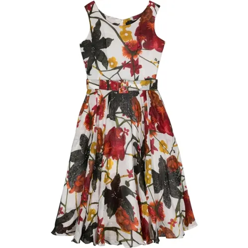 Floral Print Linen Dress , female, Sizes: 5XL, XL, 3XL, M - Samantha Sung - Modalova