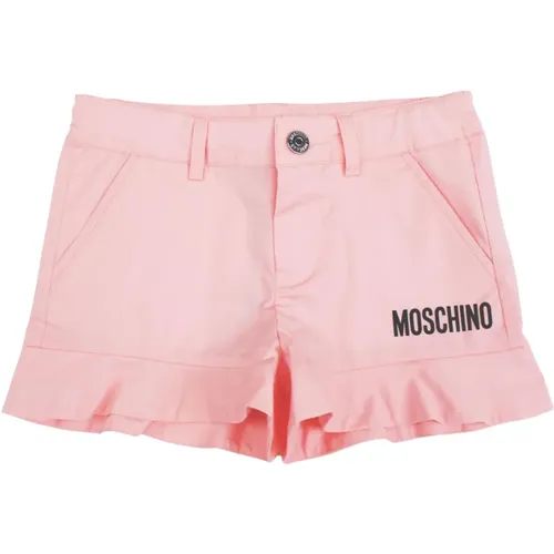 Rosa Kinder-Shorts mit Schwarzem Logo - Moschino - Modalova