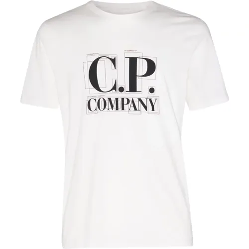 Weiße Baumwoll-T-Shirts für Herren , Herren, Größe: L - C.P. Company - Modalova