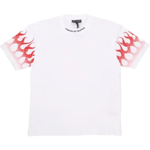 Flames Tee /Red , male, Sizes: XL, L, M, S - Vision OF Super - Modalova