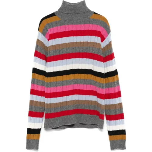 Striped Cable Knit Sweater , female, Sizes: XS, M - Semicouture - Modalova