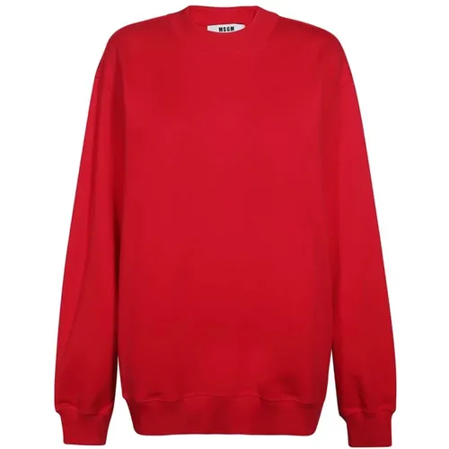 Baumwoll Crew-Neck Sweatshirt mit Logo-Print auf dem Rücken - MSGM - Modalova