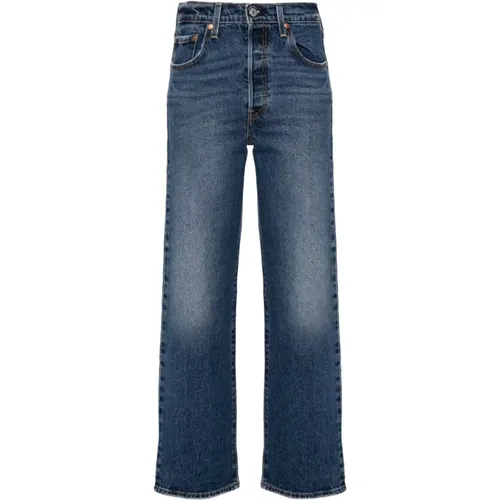 Levi's, Blaue Ribcage Gerades Jeans aus Denim , Damen, Größe: W25 - Levis - Modalova