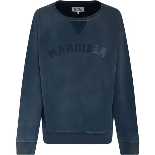 Blaues Logo Print Faded Sweatshirt , Herren, Größe: M - Maison Margiela - Modalova