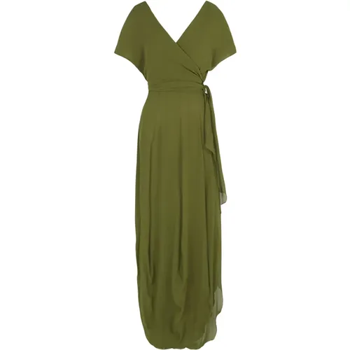 Emerald Silk Georgette Dress , female, Sizes: XL, S, L - Cortana - Modalova