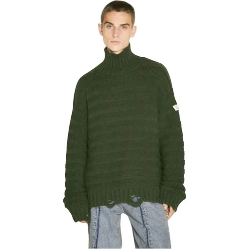 Zerissener Woll Rollkragenpullover , Herren, Größe: M - MM6 Maison Margiela - Modalova