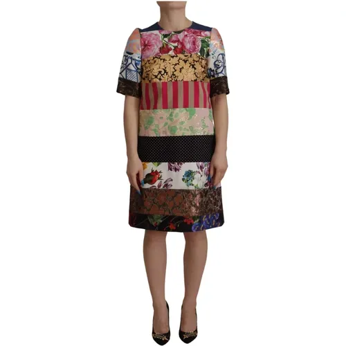 Patchwork Blumen Sheath Mini Kleid - Dolce & Gabbana - Modalova