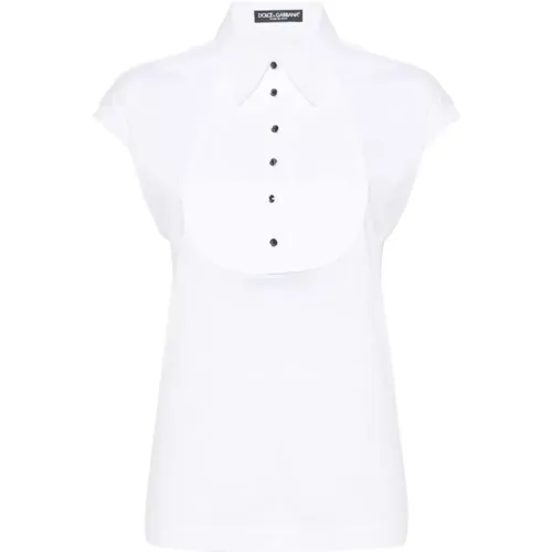 Weiße Jersey-Top mit Diamantmuster , Damen, Größe: 2XS - Dolce & Gabbana - Modalova