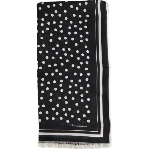 Polka Dot Scarf with Logo Print , female, Sizes: ONE SIZE - Dolce & Gabbana - Modalova