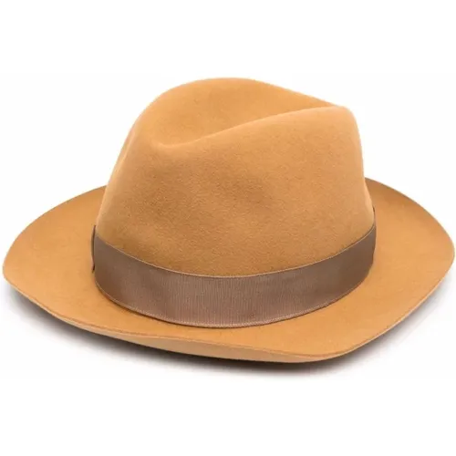 Camel Rabbit Fur Hat with Ribbon , female, Sizes: 57 CM, 58 CM, 56 CM, 55 CM - Borsalino - Modalova