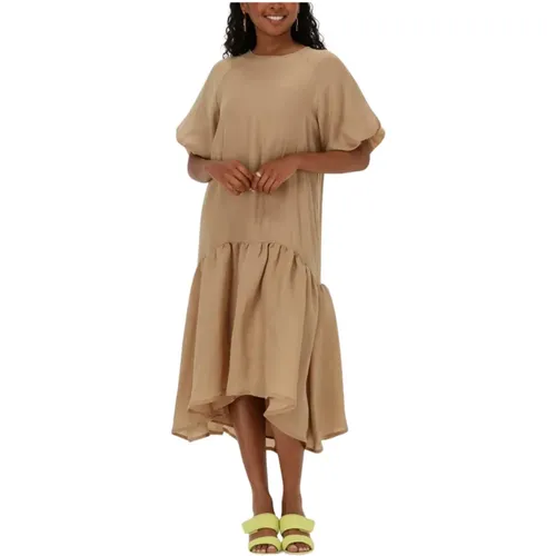 Zara Luca Kleid Camel Midi , Damen, Größe: M - Bruuns Bazaar - Modalova