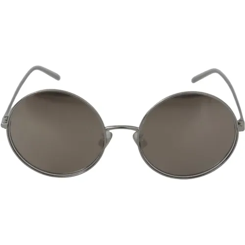 Silberbeschichtete Runde Graue Gläser Damen Sonnenbrille - Dolce & Gabbana - Modalova