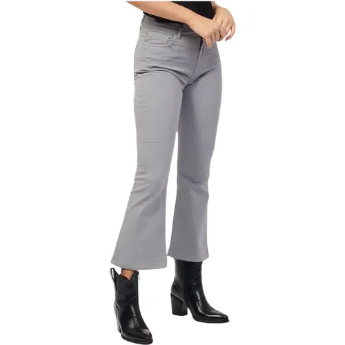 Grey Cropped Flare Jeans with Contrast Stitching , female, Sizes: W27, W26 - Jijil - Modalova