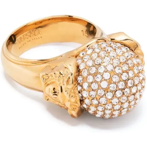 Fashion Metal Ring With Strass , female, Sizes: 54 MM, 56 MM - Versace - Modalova