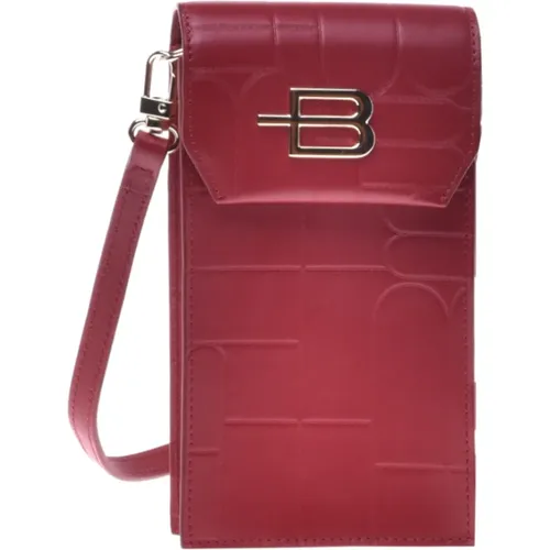 Mobile phone holder in red quilted leather with monogram - Baldinini - Modalova