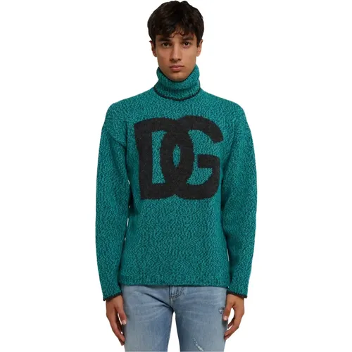 Wool Blend Turtleneck with DG Logo , male, Sizes: M, S - Dolce & Gabbana - Modalova