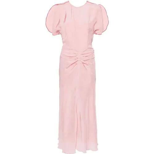 Midi Dress with Ruching , female, Sizes: 2XS - Victoria Beckham - Modalova