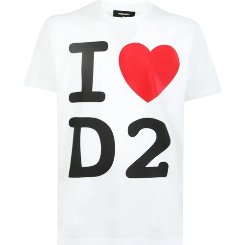 Baumwoll-T-Shirt mit Grafikdruck - Dsquared2 - Modalova