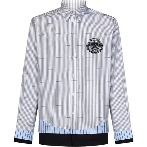 Grey Striped Crest Shirt for Men , male, Sizes: L - Givenchy - Modalova