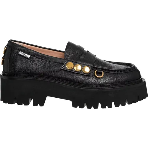 Casual Slip-On Shoes Solid Color , female, Sizes: 3 UK, 4 UK, 6 UK, 5 UK - Moschino - Modalova