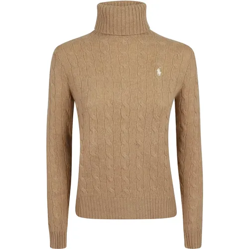 Kamel Melange Rollkragen Strickpullover , Damen, Größe: M - Polo Ralph Lauren - Modalova