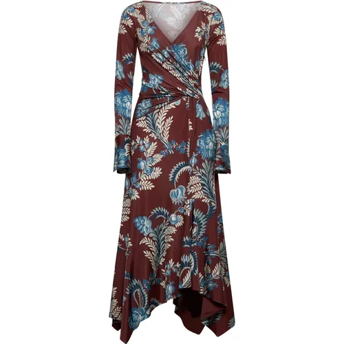 Floral Print Midi Dress with V-Neck , female, Sizes: L, M - ETRO - Modalova