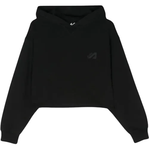 Schwarzer Pullover Hoodie Logo Crop Jersey , Damen, Größe: XS - Autry - Modalova