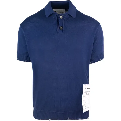 Cotton Polo T-shirt Ribbed Finish , male, Sizes: M, L, S - Amaránto - Modalova