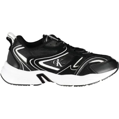 Polyester Sports Sneaker with Contrast Details and Logo Print , male, Sizes: 11 UK, 6 UK, 10 UK, 7 UK, 12 UK, 8 UK, 9 UK - Calvin Klein - Modalova