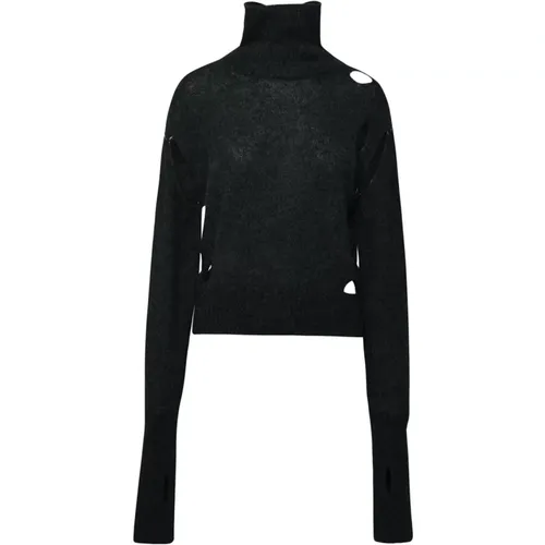 Grauer Alpaka-Mix Rollkragenpullover , Damen, Größe: M - MM6 Maison Margiela - Modalova