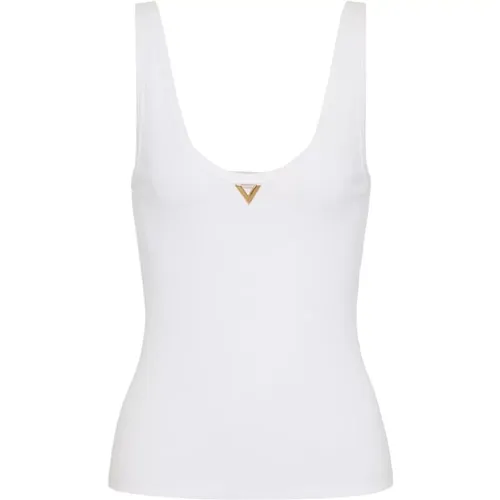 Sleeveless Top with Gold-Tone Logo , female, Sizes: S - Valentino - Modalova